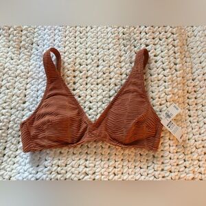 aerie Rust Brown Textured Bikini Top